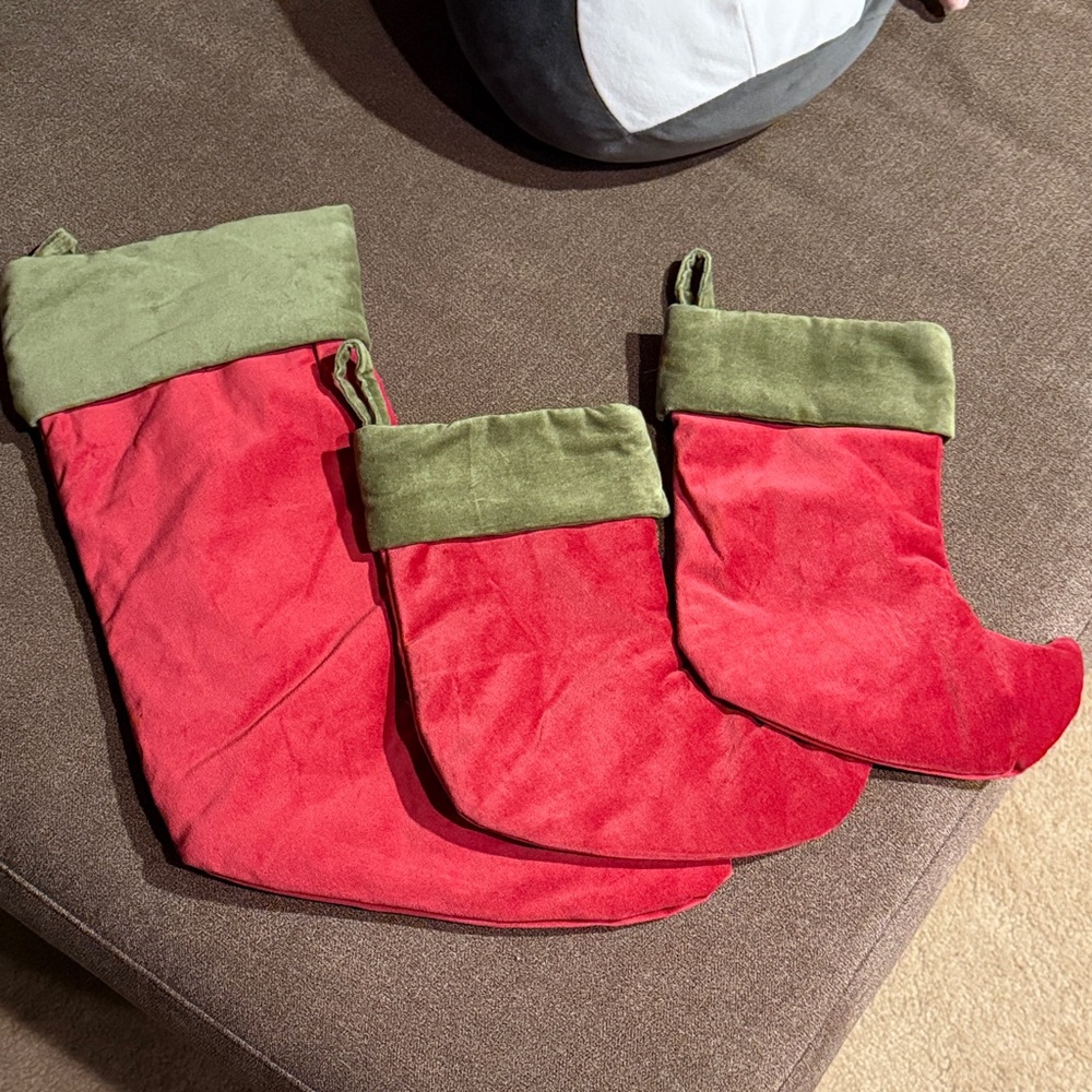 Pottery Barn Red and Green Holiday Stockings